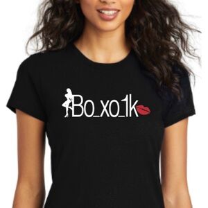 Ladies Black Concert Graphic Tee with 'Bo_xo_1k’ Logo